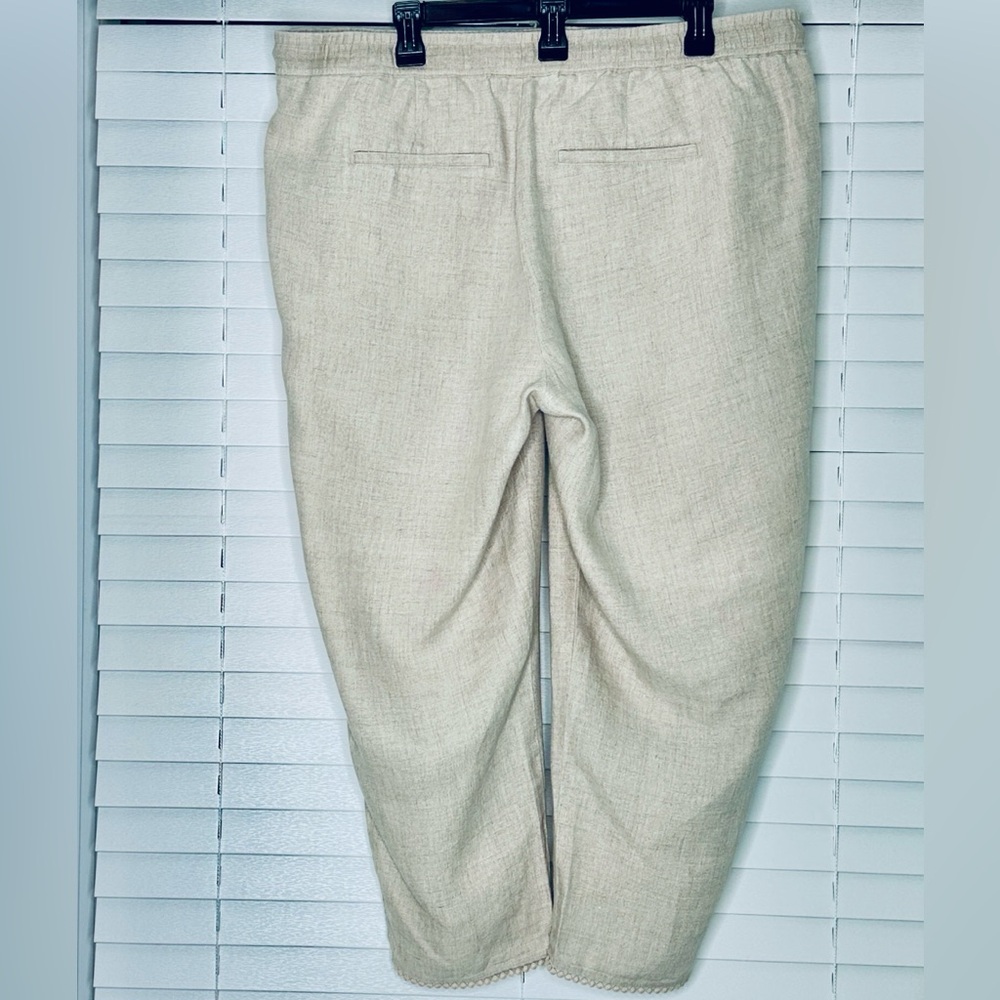NWT Talbots Womens Natural Linen Draw String Capri Pants Size 16W - Picture 8 of 13